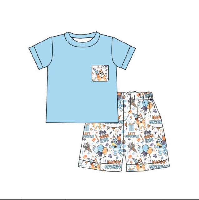 pre sale boys summer outfit sets  short sleeve top bluey print and  shorts