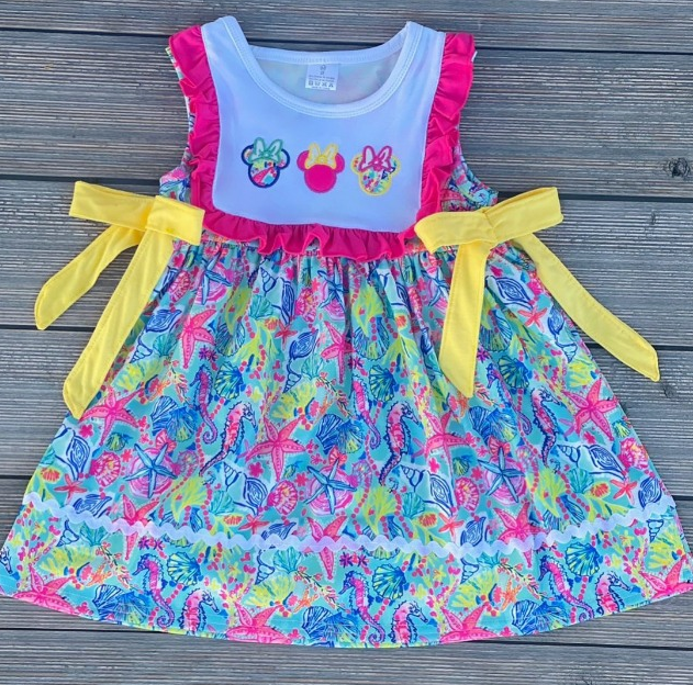 pre sale girls dresses  sleeveless top embroidered mickey  with dress