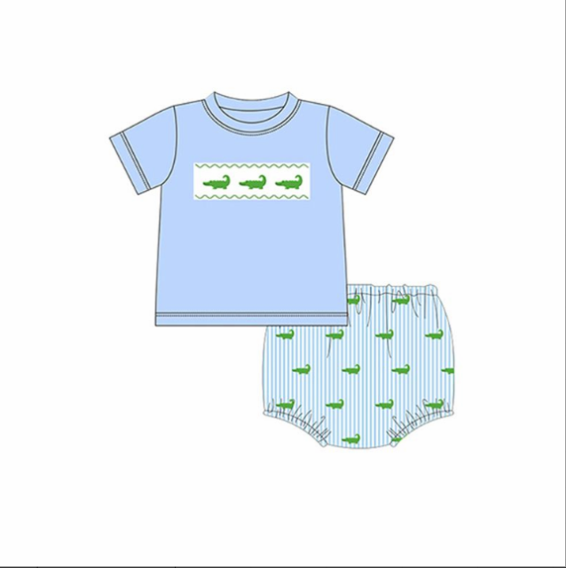 pre sale boys summer outfit sets short sleeves top crocodile print  and briefs