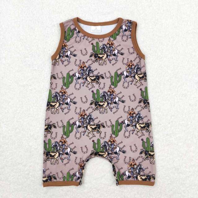 SR1101 Cactus Riding Brown Sleeveless romper