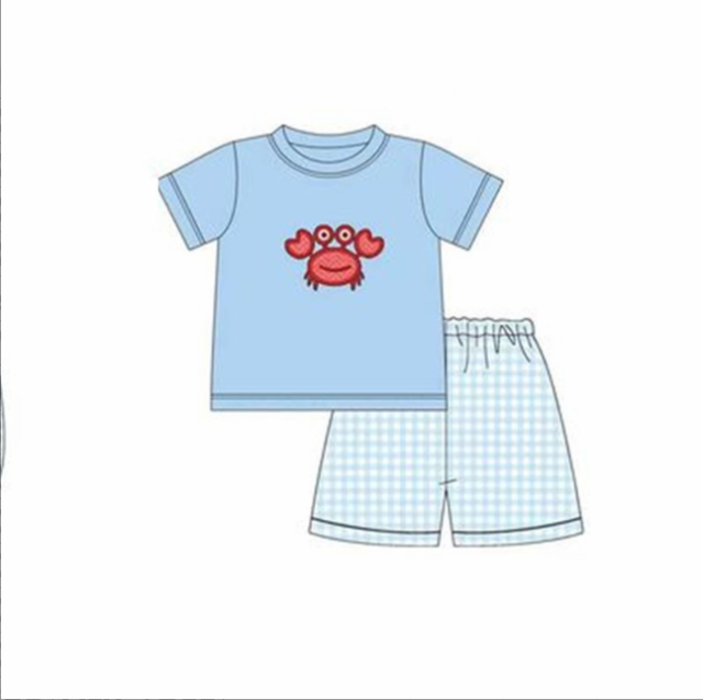 pre sale boys summer outfit sets  short sleeve top crab  print and  shorts