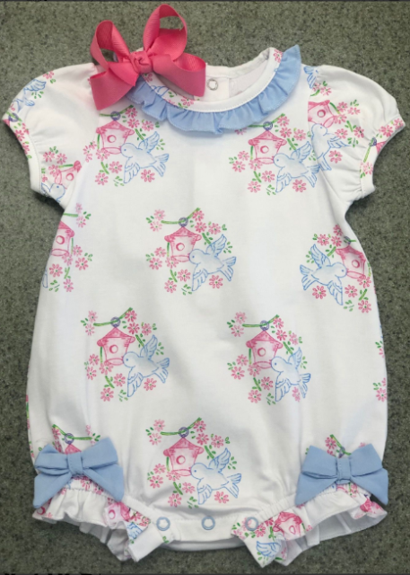 pre sale baby girl clothes puff sleeves top swallow  print  with romper