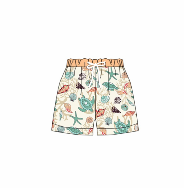 pre sale boys summer shorts sea turtle conch starfish print with swimming pants