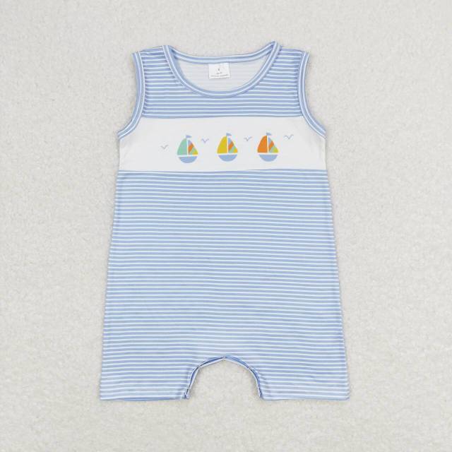 SR1059 Sail Stripe Blue Sleeveless romper