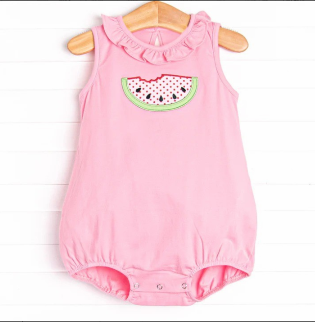 pre sale baby girl clothes sleeves top embroidered watermelon  print  with romper