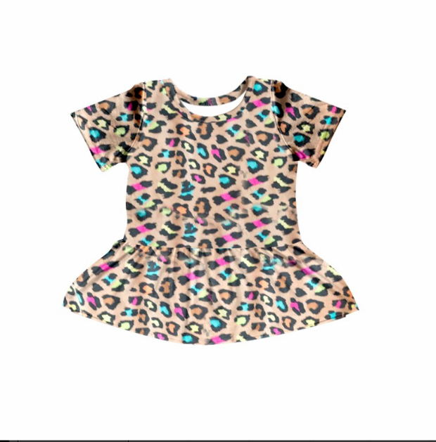 pre sale girls dresses  short sleeves top leopard print  with dress