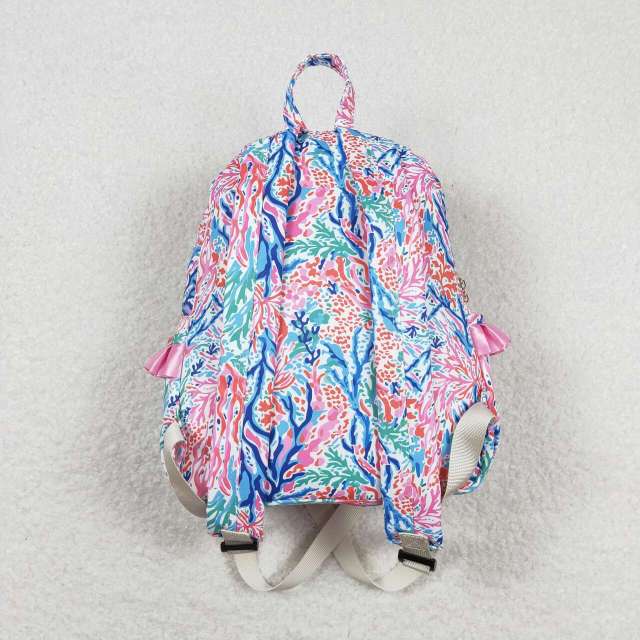 BA0185 Seaweed Pattern Rose Red Lace Backpack