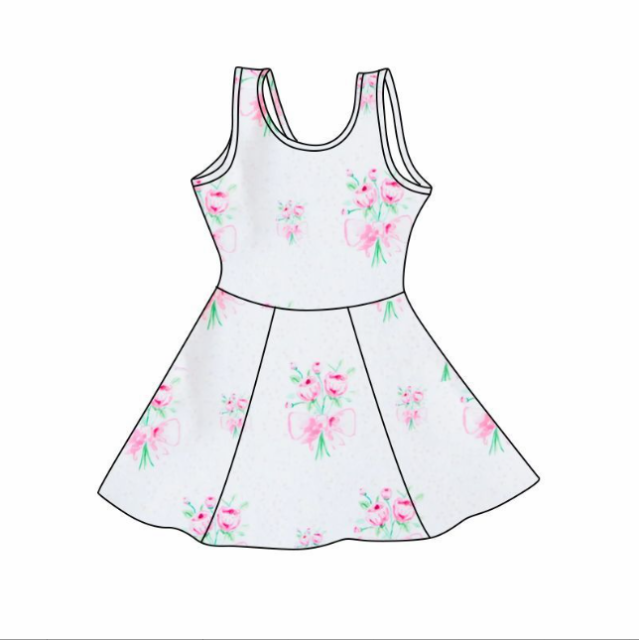 pre sale girls dresses  sleeves top flowers print  with swimsuit