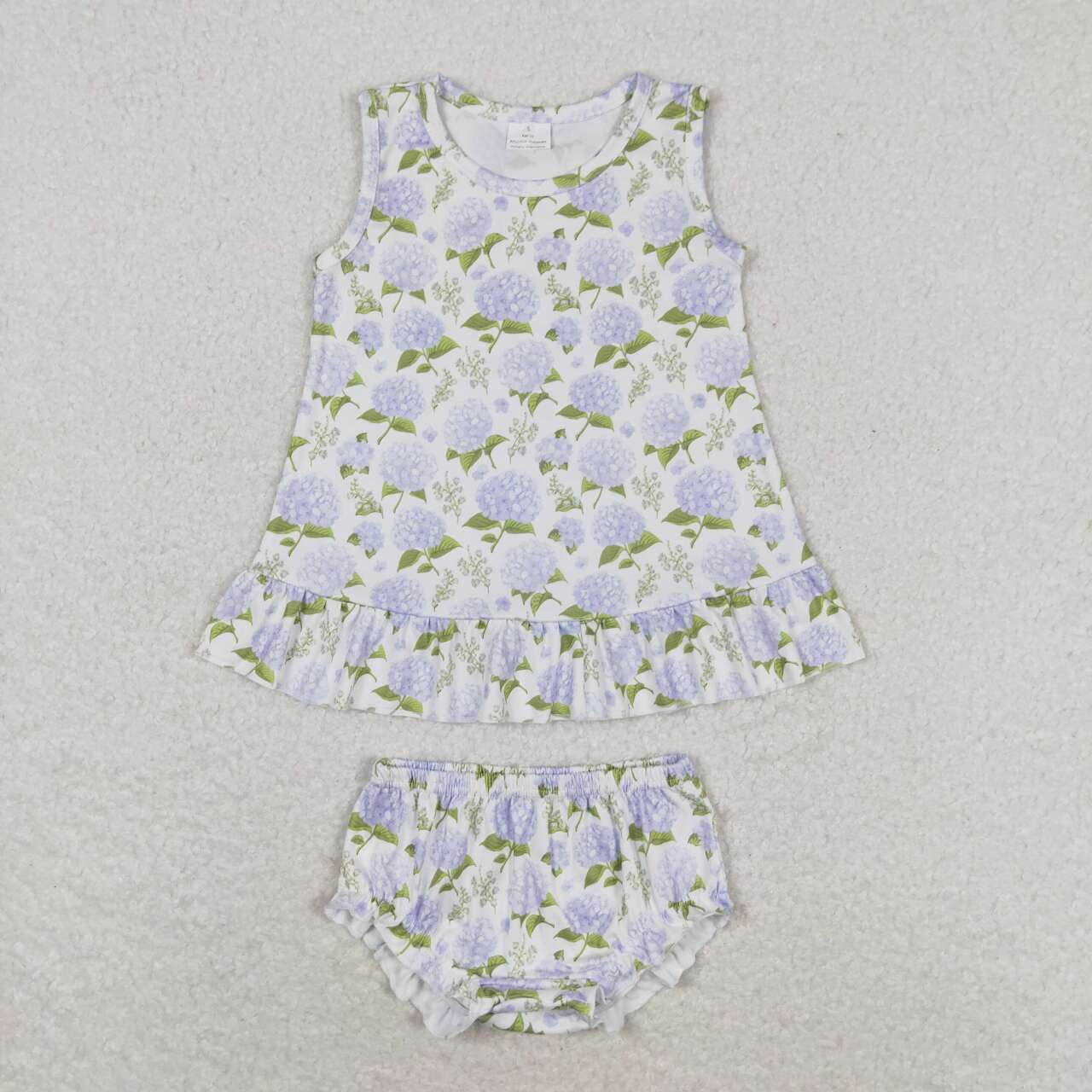 GBO0342 Hydrangea Beige Sleeveless bummies set