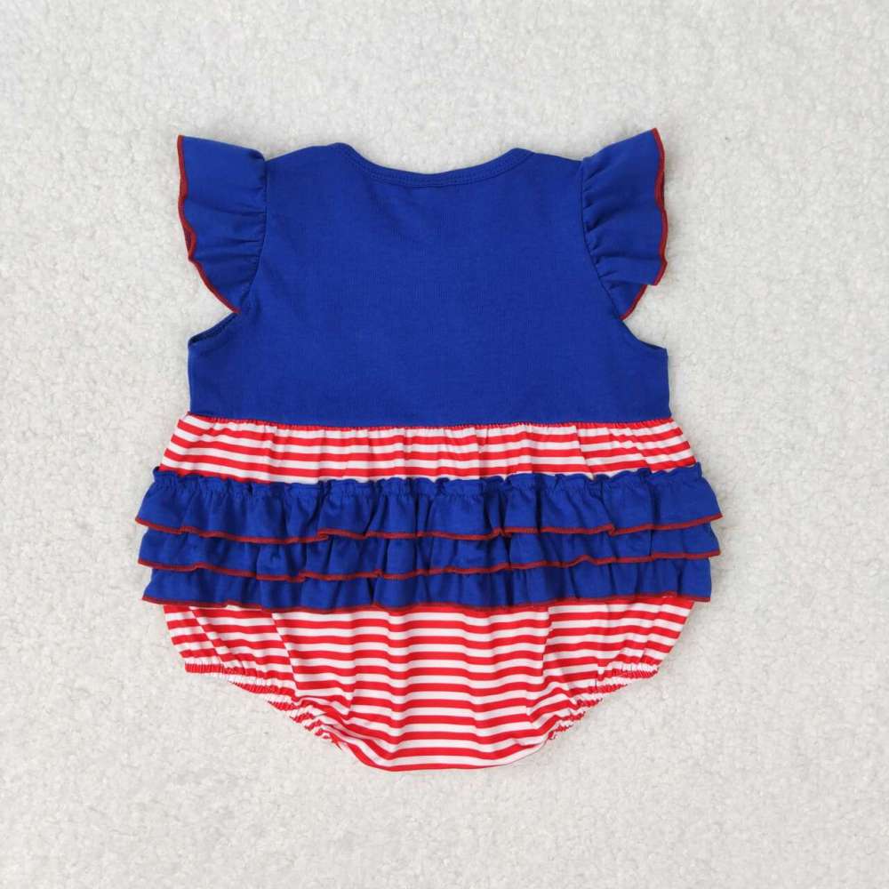 GBO0311 Embroidered flag bow navy blue flying sleeves red and white plaid briefs set