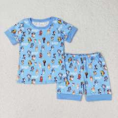 BSSO0853 bluey blue short-sleeved shorts pajama set