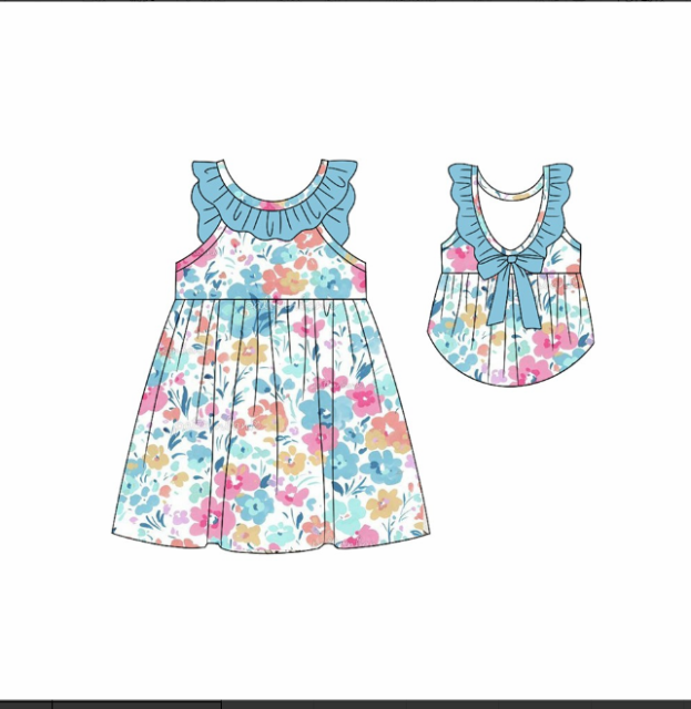 pre sale girls dresses  sleeves top floral floral print  with dress