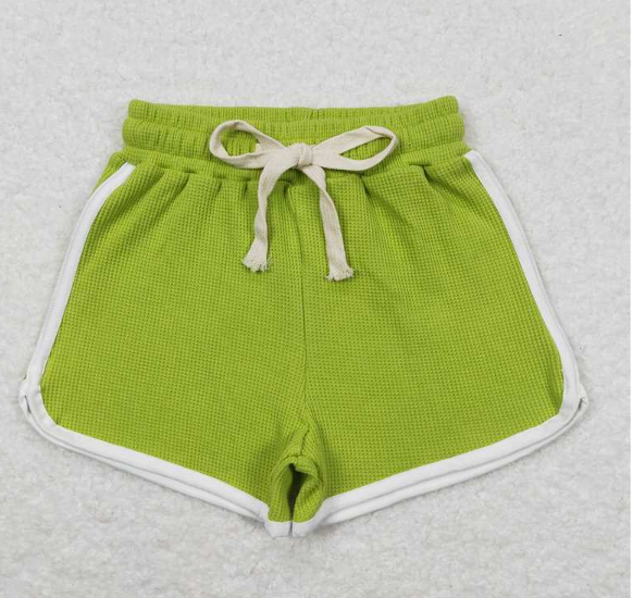 SS0325 Grass green waffle shorts
