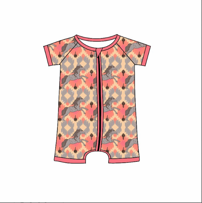 pre sale baby boy clothes short sleeves top horse print with romper