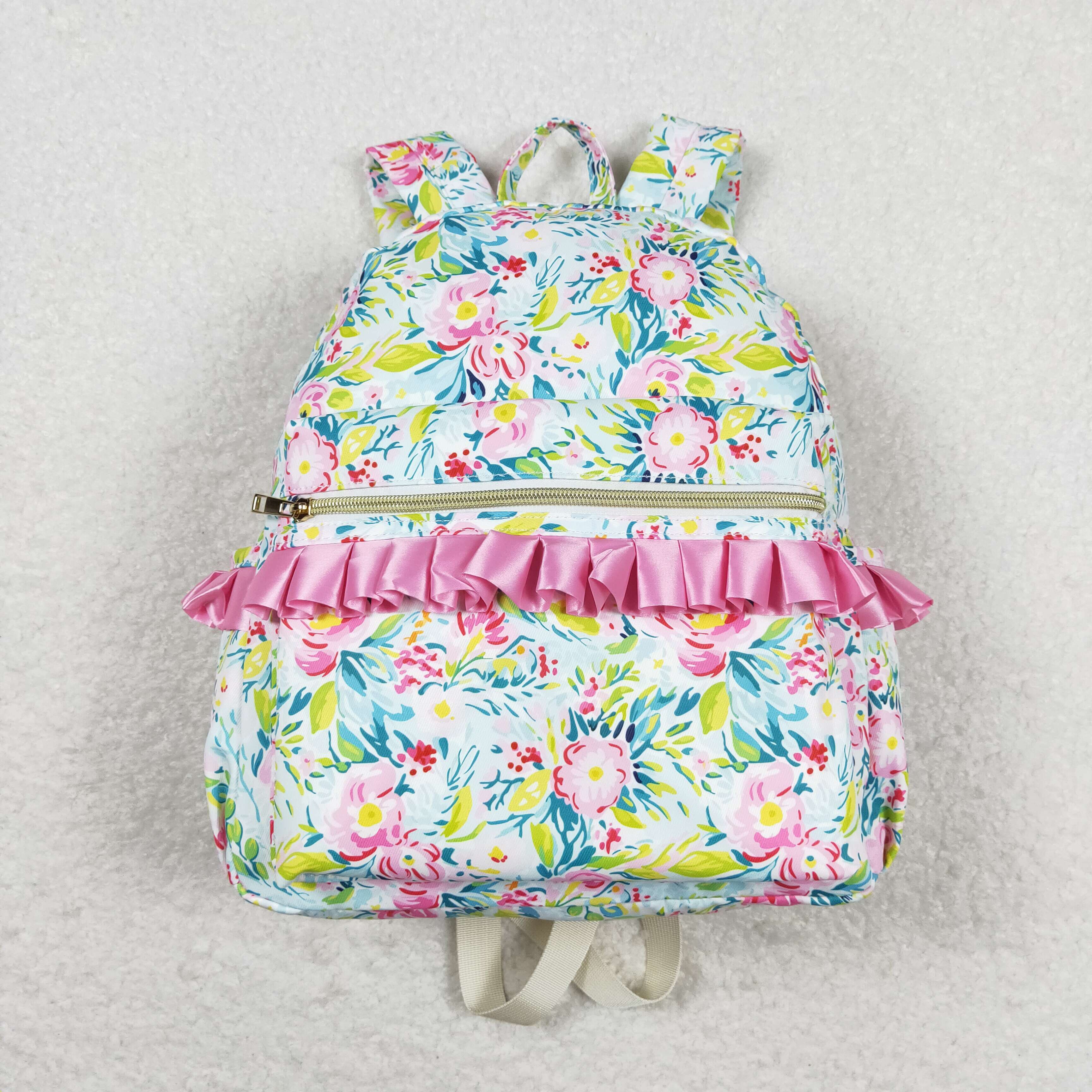 BA0176 Flower rose red lace teal backpack