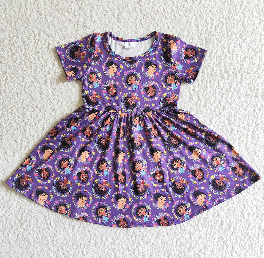 GSD0008 Encanto purple short-sleeved dress