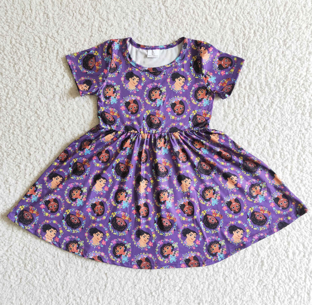 GSD0008 Encanto purple short-sleeved dress