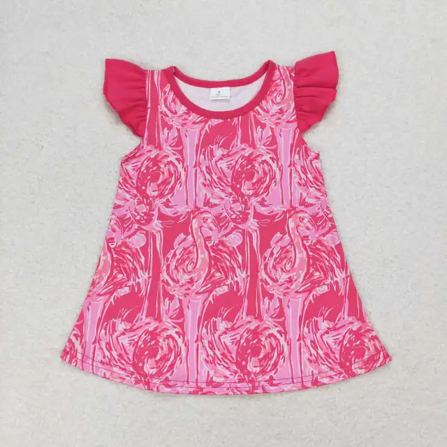 GT0565 Flamingo rose red flying sleeve shirts