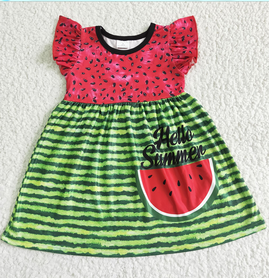 GSD0034 Girls flying sleeve watermelon dess