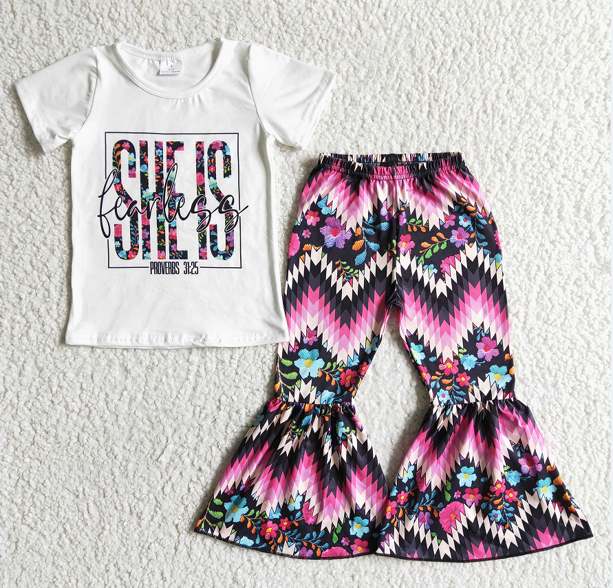 GSPO0041 She is white short-sleeved rose red flared pants
