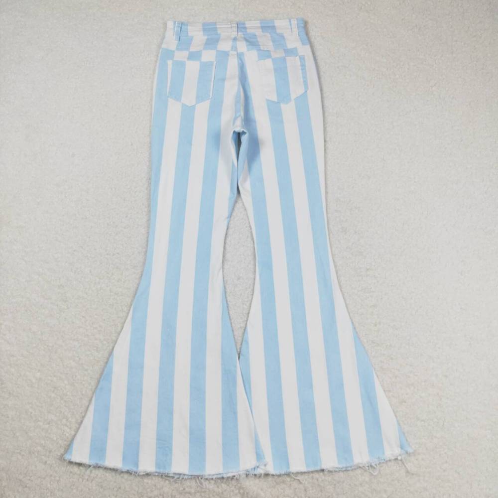 P0458 Adult women blue and white striped denim trousers