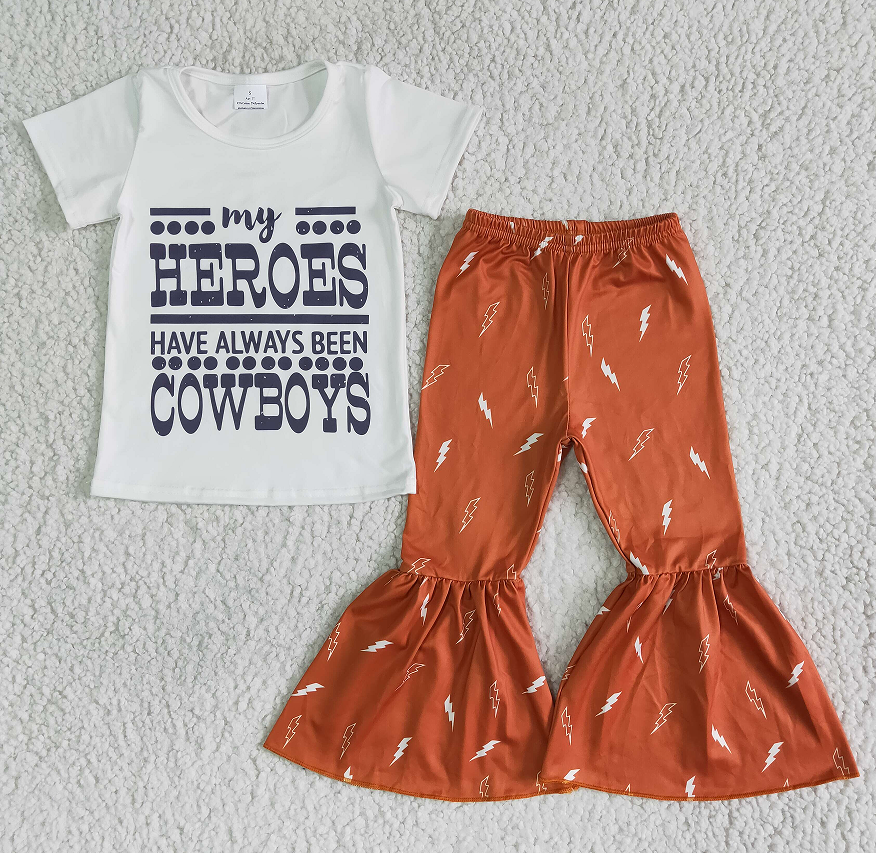 B15-30 HEROES White short-sleeved flared pants suit
