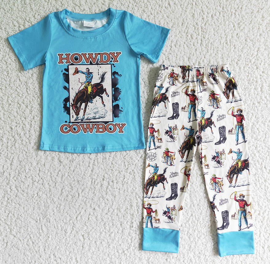 BSPO0004 HOWDY denim riding blue short-sleeved trousers suit