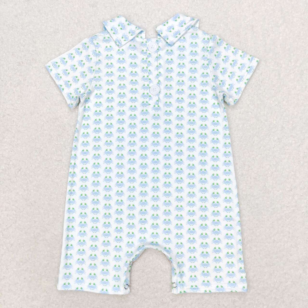 SR1436 Crab White Short Sleeve romper