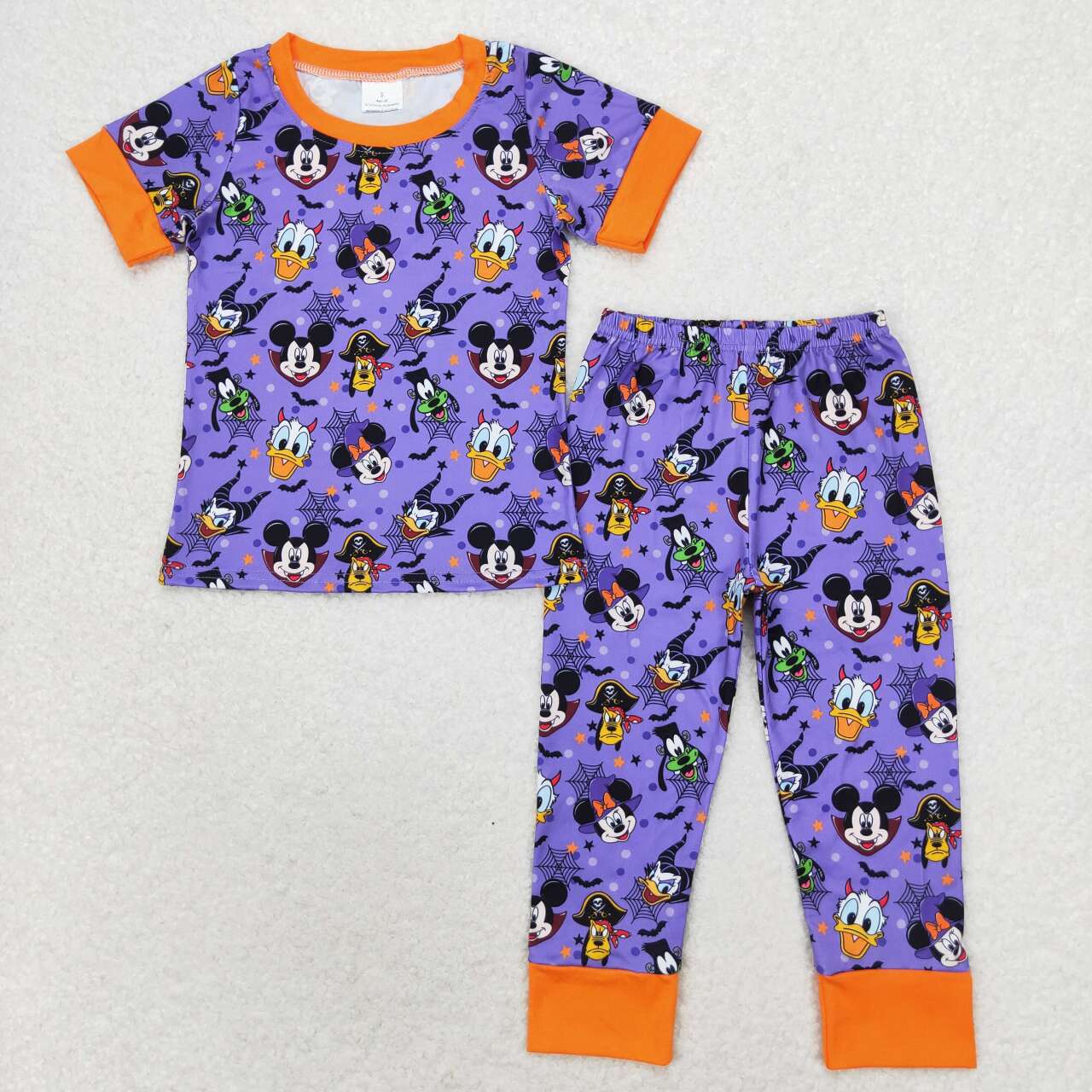 BSPO0434 Halloween purple and orange short-sleeved long pants pajamas set