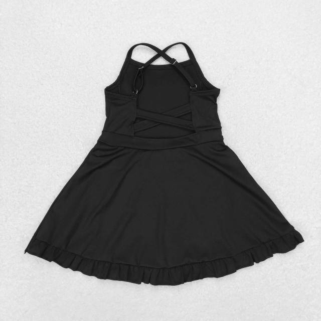 S0446 Solid Black Sportswear Yoga Dress