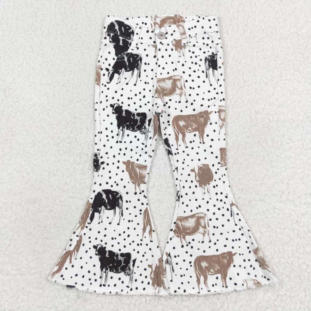 P0452 Cow polka dot denim pants