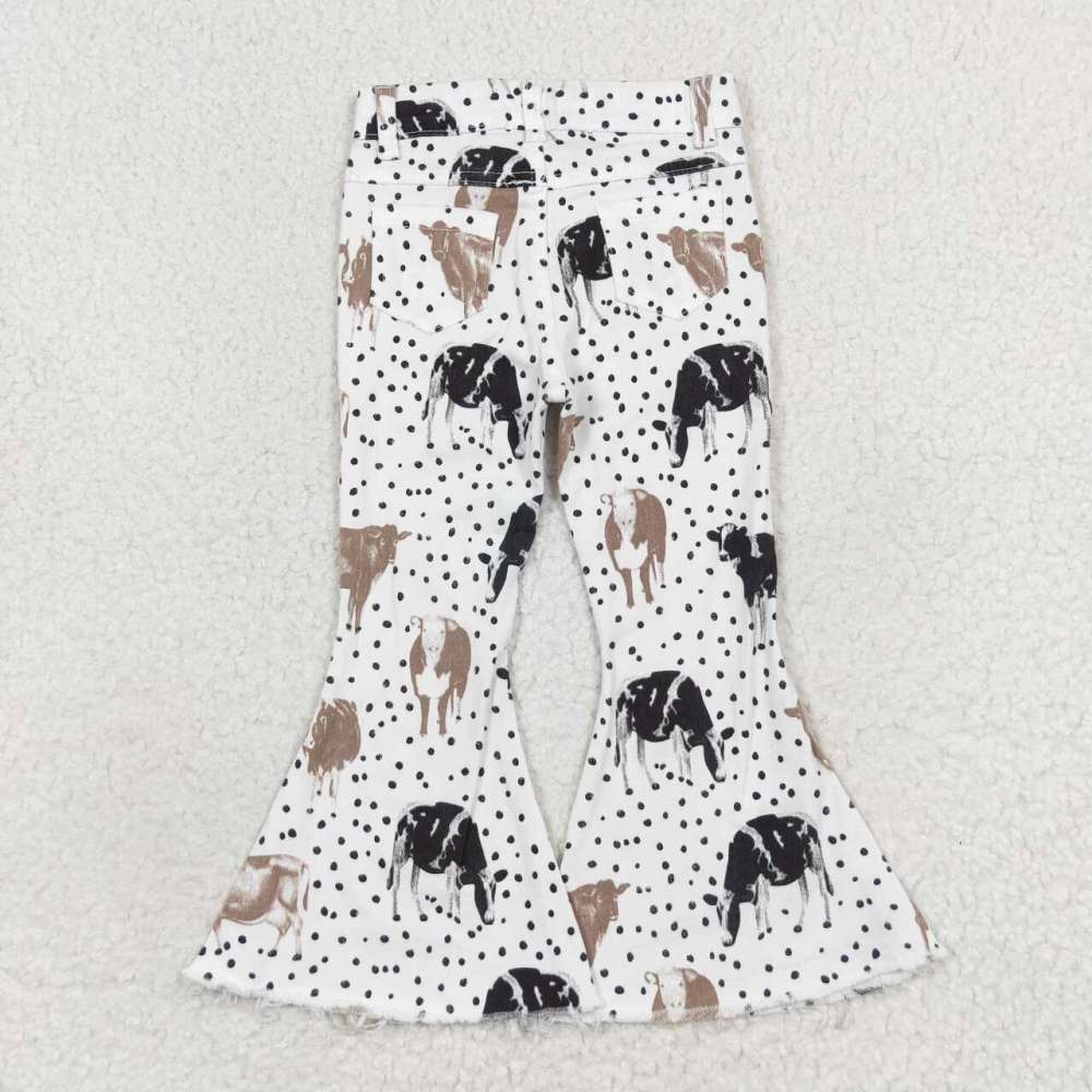 P0452 Cow polka dot denim pants