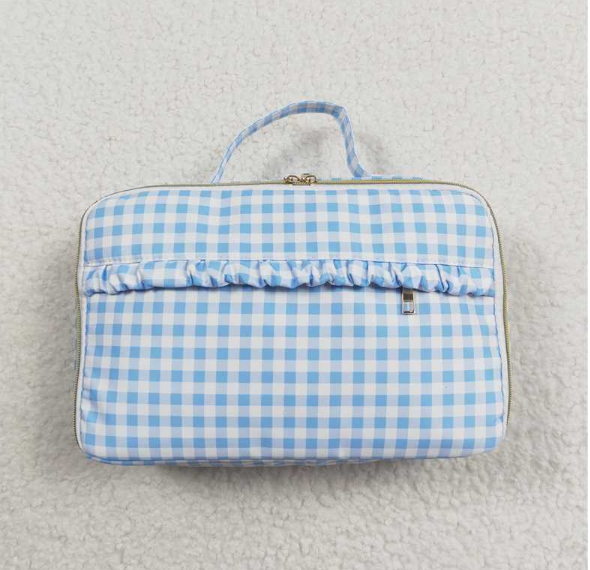BA0089 Blue and white checkered lunch box bag