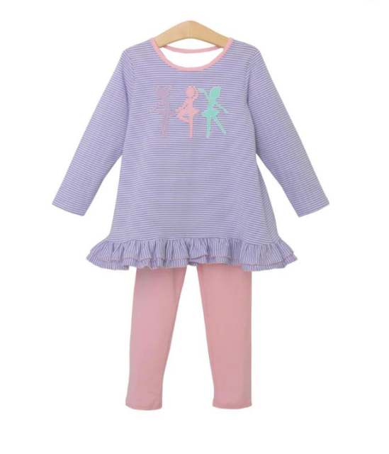 GLP1601 pre order Ballerina Striped Long Sleeve Pink Pantsuit