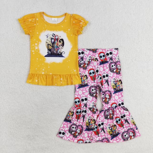 GSPO1587 Nightmare Before Christmas patchwork teal short-sleeved romper