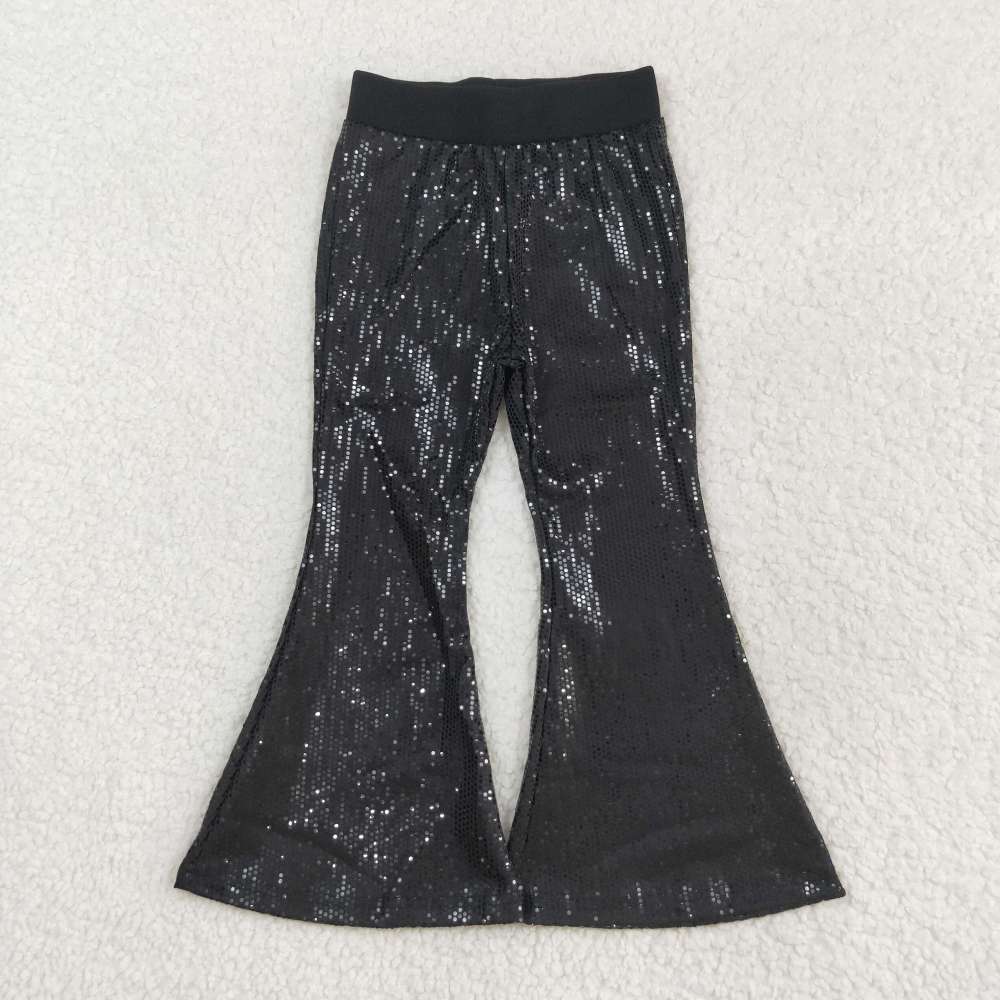 P0495 Black sequined mesh trousers