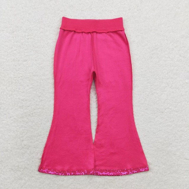 P0499 Mesh rose red sequined trousers