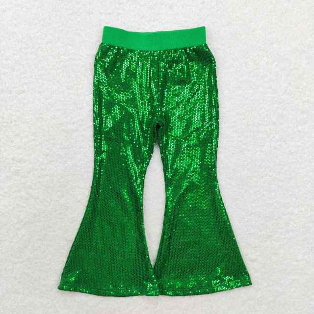P0498  Green mesh sequined trousers