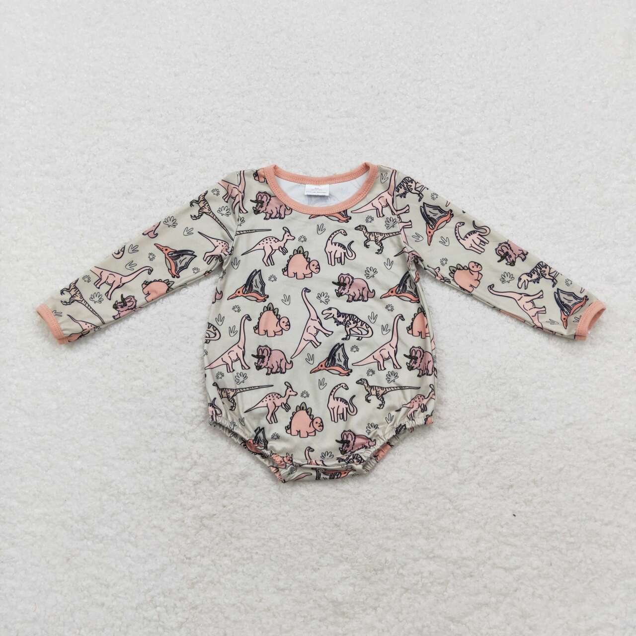 LR1022 Dinosaur Brown Green Long Sleeve romper