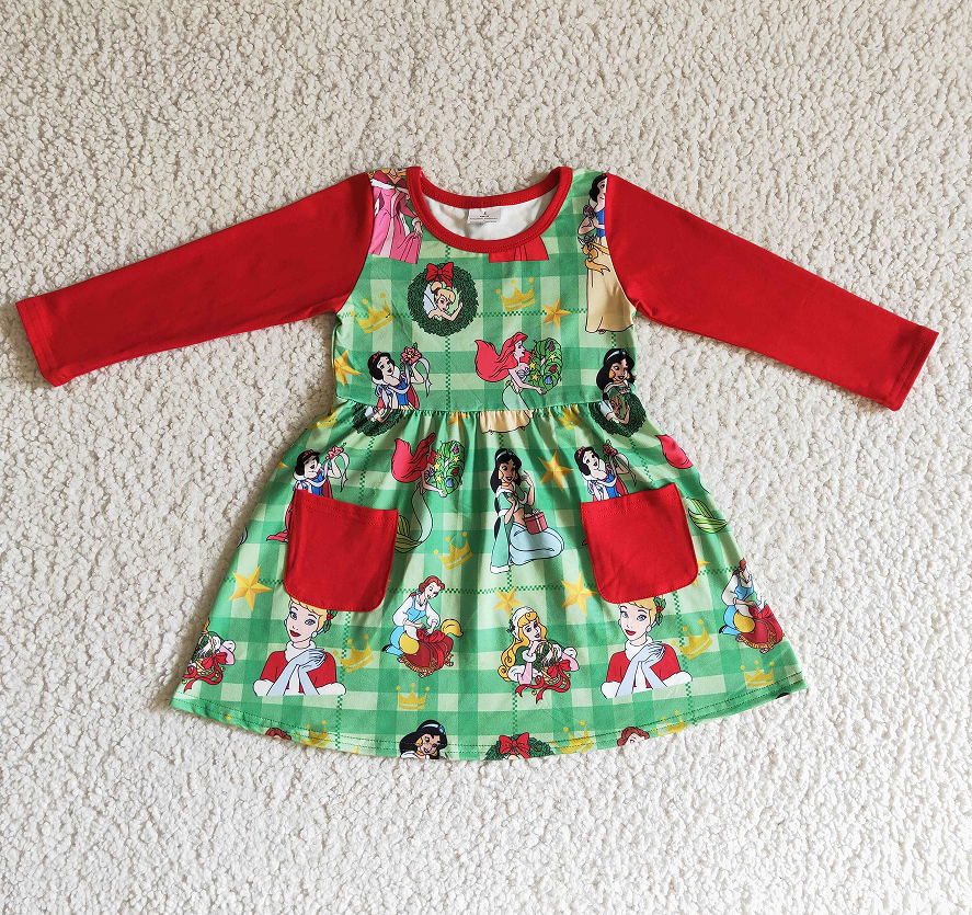 GLD0048  Disney Princess Pocket Long Sleeve Dress
