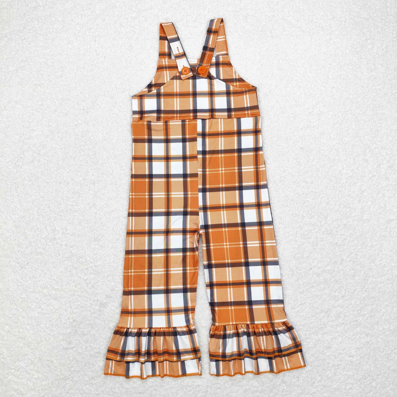SR1953 Orange Plaid Suspender romper