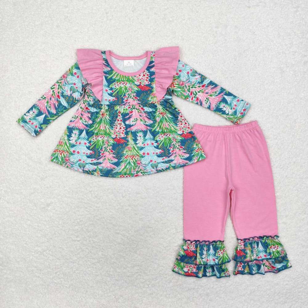 GLP1561 Pink lace long-sleeved trousers set with bow pattern set