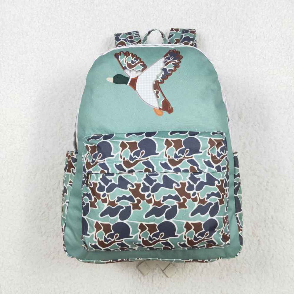 BA0259 Camouflage duck plaid green large backpack