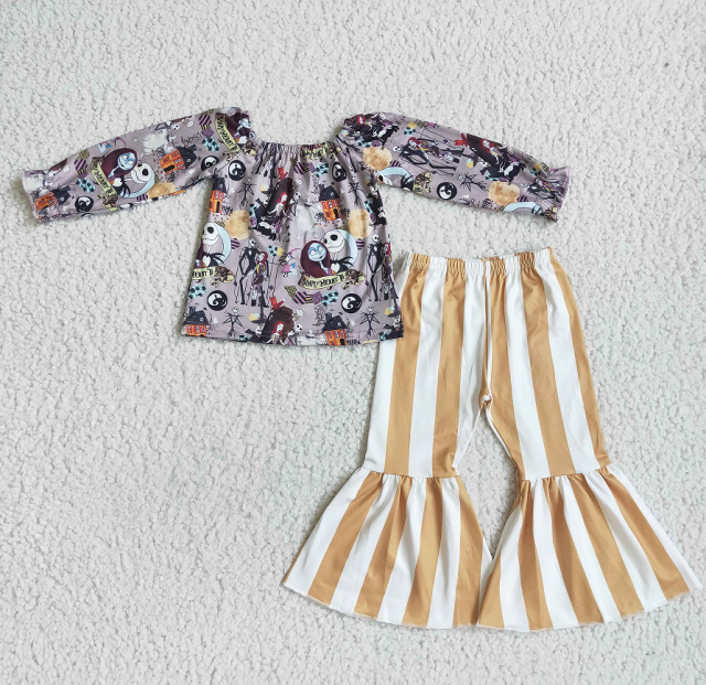 GLP0071  Girls Halloween Zombie Long Sleeve Pants Set