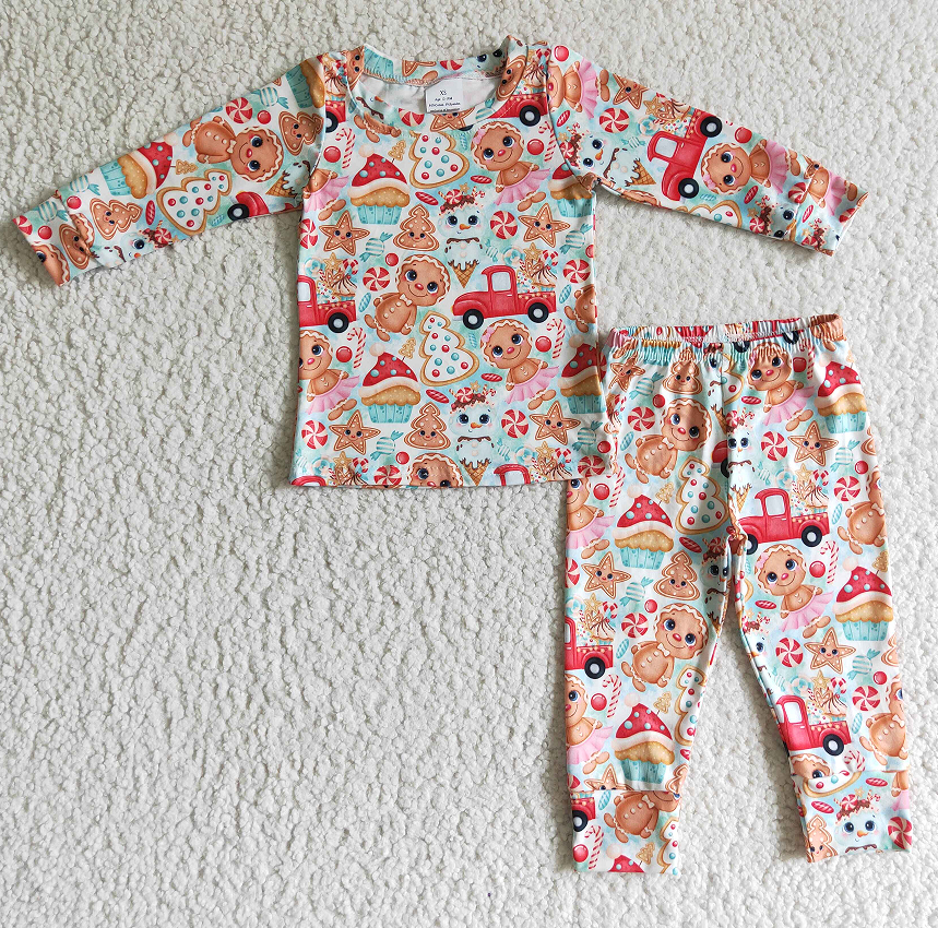 BLP0092 Boys Gingerbread Man Car Long Sleeve and Pants Suit