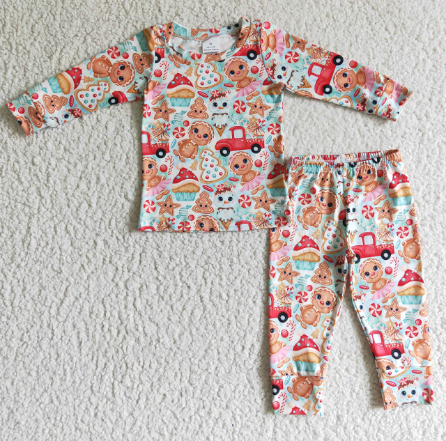 BLP0092 Boys Gingerbread Man Car Long Sleeve and Pants Suit