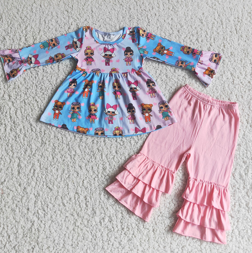 6 A24-26 Big Head Baby LOL long-sleeved pink lace trousers