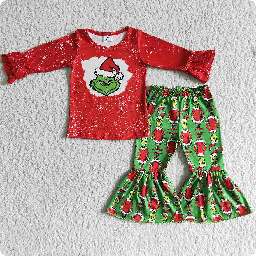 6 B6-37  Christmas hat grinch red long sleeve suit