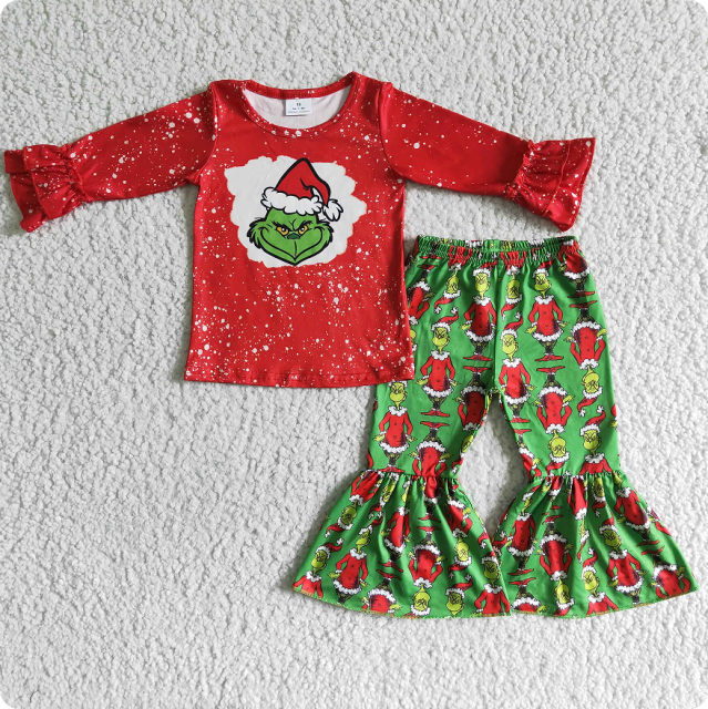 6 B6-37  Christmas hat grinch red long sleeve suit