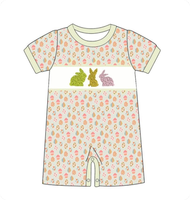 SR2196 pre order Easter Bunny Egg Short Sleeve romper